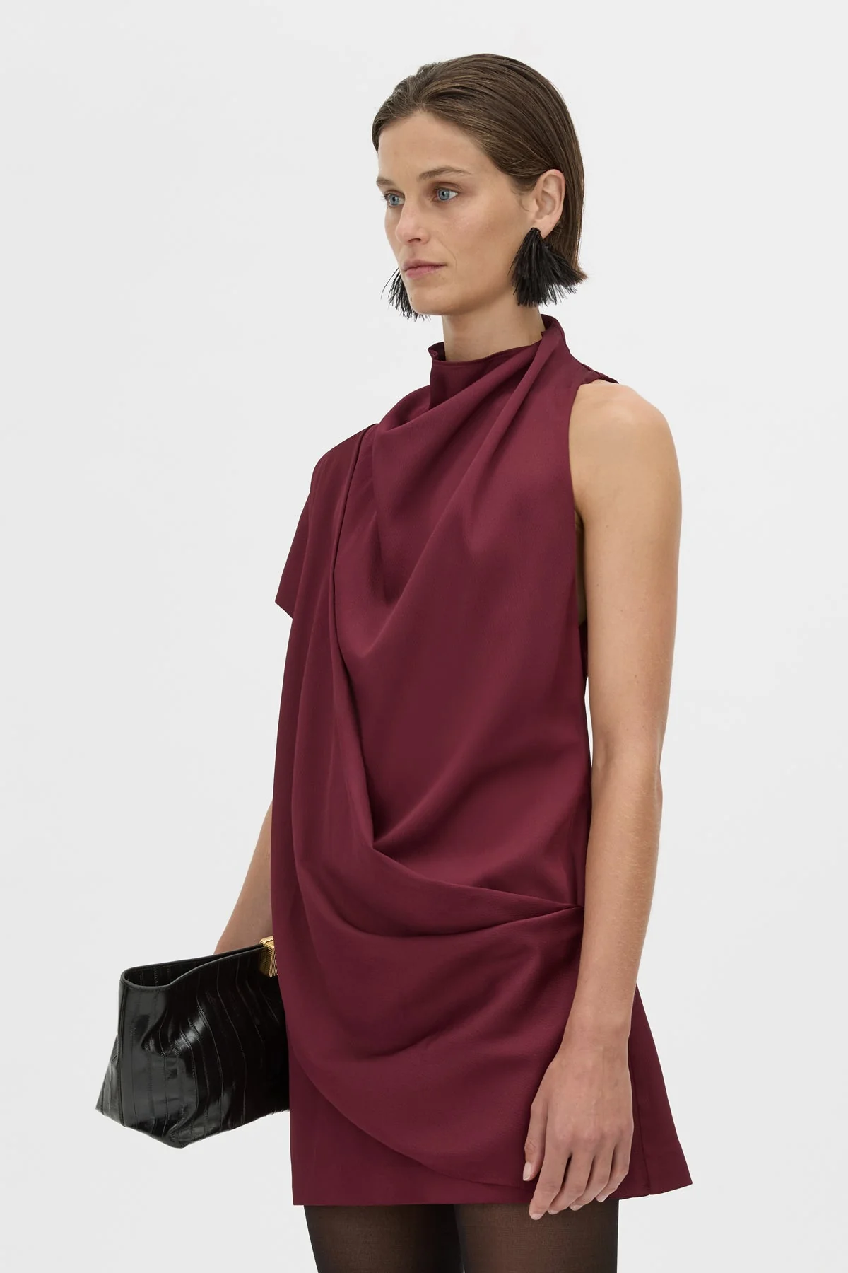 Aeris Draped Satin Mini Dress - Image 2