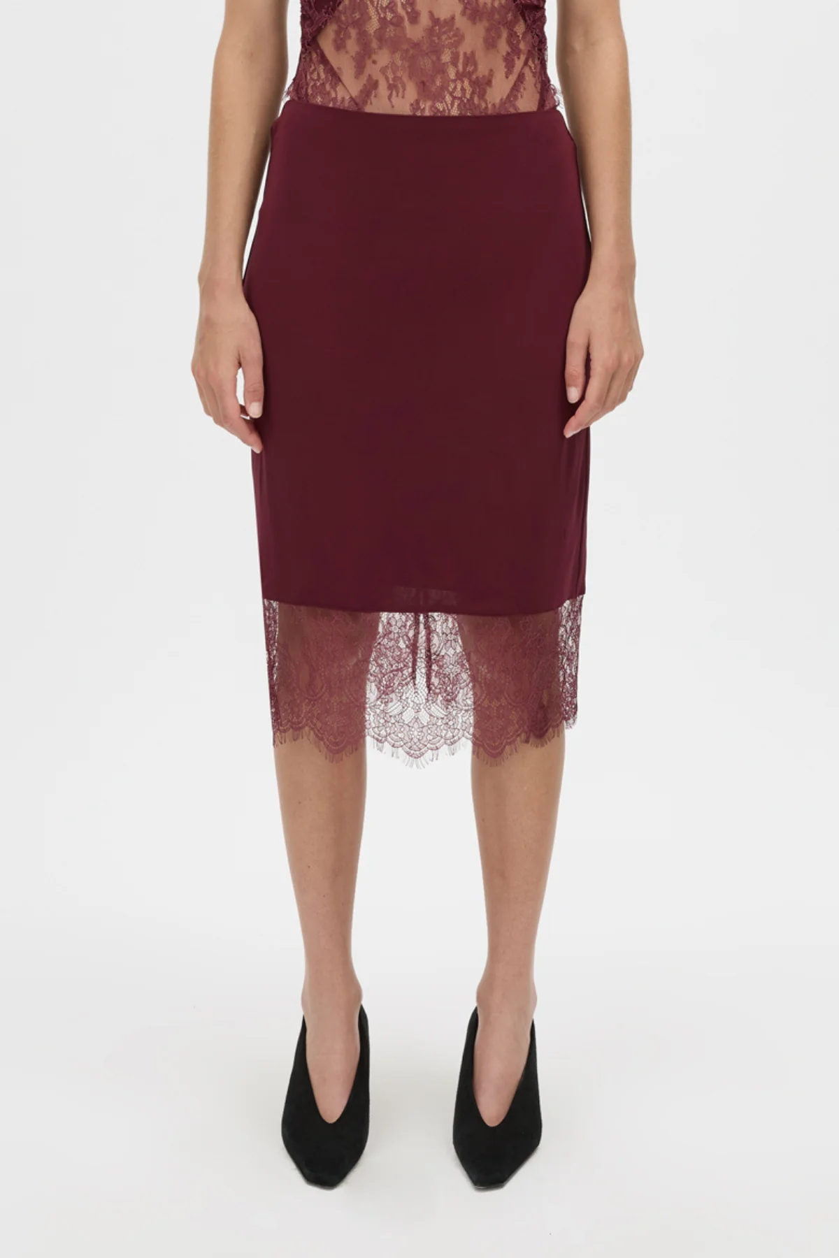 Cora Lace Trim Pencil Skirt - Image 2