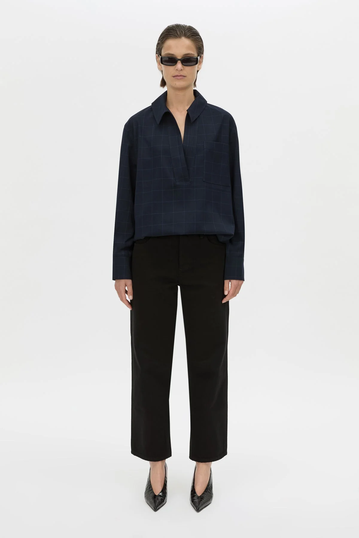 Lourdes Check Half Placket Shirt - Image 3